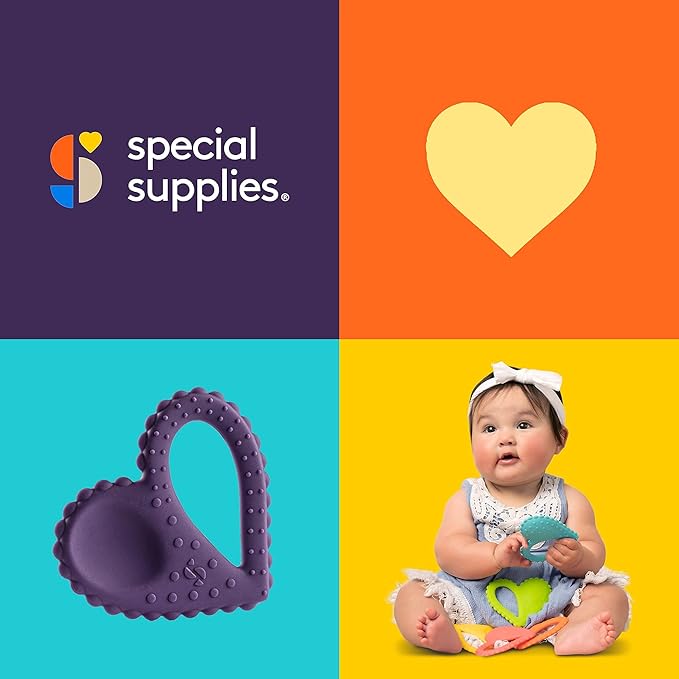 Special Supplies Teether Heart Spoon Oral Motor Therapy Tools, Textured Stimulation and Sensory Input Treatment for Babies and Toddlers, BPA Free Silicone, Dual Use Spoon Plus Teether