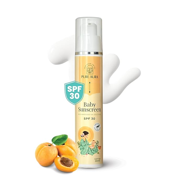 Baby Sunscreen 50 gm | SPF 30 Kids Sunscreen | 100% Mineral & Ayurvedic | Chemical-Free | Outdoor Safe | Sensitive Skin Friendly | Doctors Recommended | 6M to 8 Yrs
