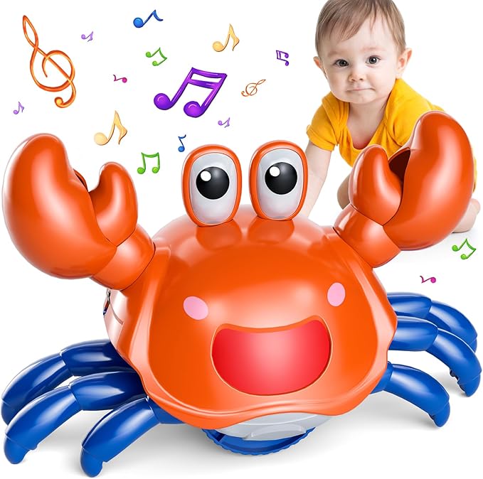 Beby Buty Crawling Crab Baby Toy, Infant Tummy Time Walking Dancing Moving Crab Toys for Babies, Toddler Birthday Gifts