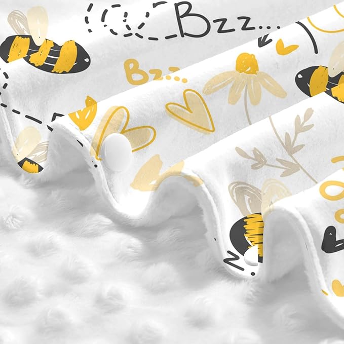 Cute Bees Car Seat Cover for Baby, Peekaboo Opening Carseat Cover Nursing Cover Canopy for Toddler Newborn Shower Gift