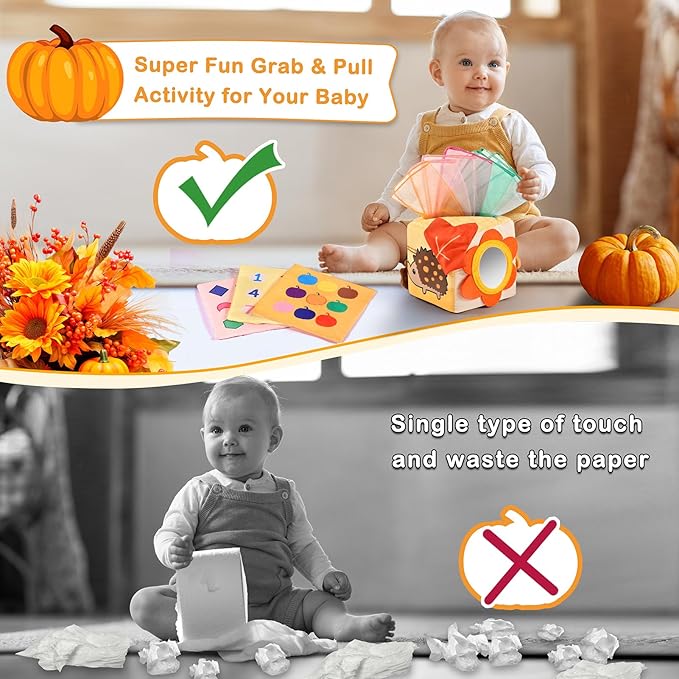 Thanksgiving Baby Toys 36+ Months Montessori Toys Baby Tissue Box Toy for Babies, Thanksgiving Gift for Boys Girls Autumn Thanksgiving Party Favor Thanksgiving Harvest Gifts