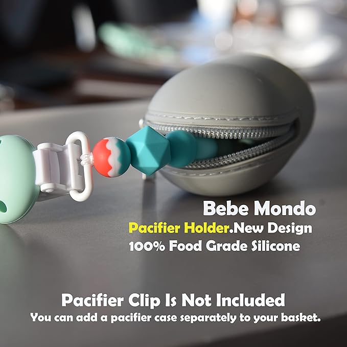 bebe mondo Pacifier Holder W Zipper, Pacifier Case for Diaper Bag Fits Pacifiers, Strollers & Travel Outdoor Activities, 100% Silicone Pacifier Case for Smart Mom Unisex Diaper Bag Accessory -1 Piece
