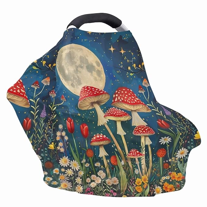 Youngerbaby Mushroom Nursing Cover Breastfeeding Super Soft Multi Use for Baby Car Seat Covers Canopy Shopping Cart Cover Scarf Light Blanket Stroller Cover Baby Girl Necessities