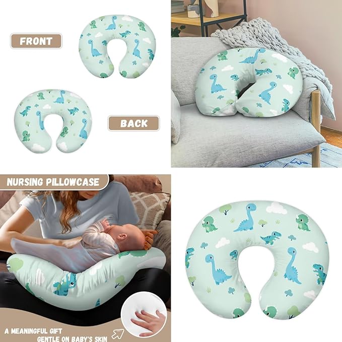 Cute Carseat Canopy for Babies Soft Breastfeeding Nursing Pillow Slipcovers Breathable Fits Snug On Infant 2PCS Baby Feeding Essentials