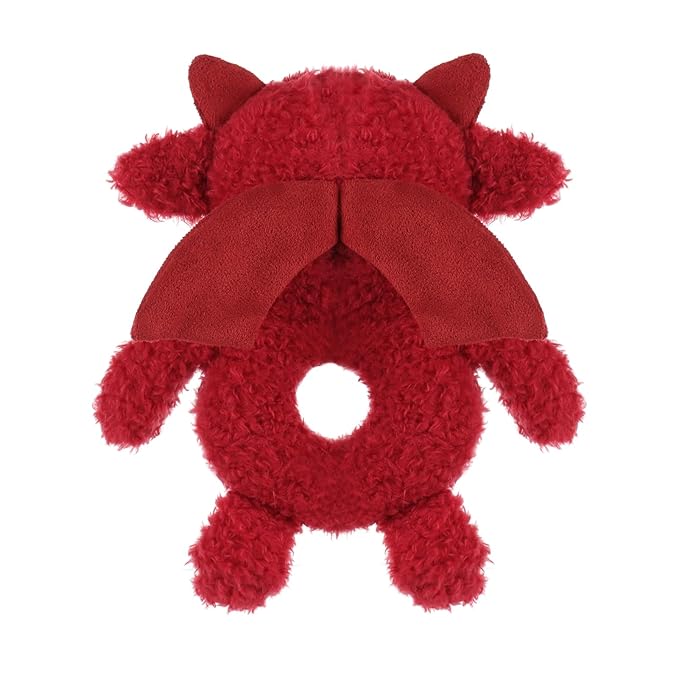 Apricot Lamb Baby Lovey Red Dragon Soft Rattle Toy, Plush Stuffed Animal for Newborn Soft Over 0 Months