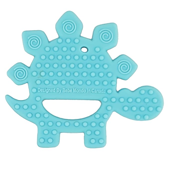 Bebe Mondo Dinosaur Baby Teething Toys 3–6 6–12 Months, Teethers for Babies 0–3–6–12 Months for Teething Relief, Baby Gift, Baby Teether Toys, Silicone Sensory Infant Toys, Soft-Textured- Turquoise