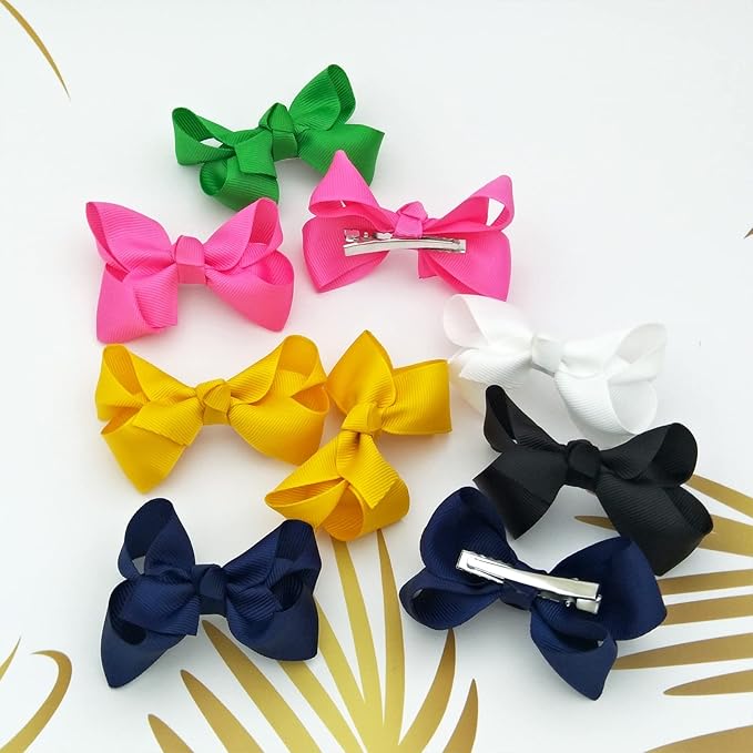 Ivory Bows for Girls,6PCS Hand-made Grosgrain Ribbon Hair Bows Alligator Clips Hair Accessories for Little Teen Toddler Girls Kids (Ivory)