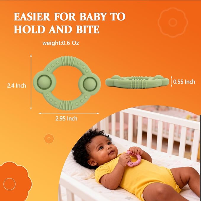 Easter Teething Toys for Newborns 0-3-6Months Food-Grade Silicone BPA-Free Anti-Choking One-Piece Design Soft & Non-Toxic First Teether for Tiny Hands Easy Grip, Gentle Gum Massage, Multi-Color 3-Pack