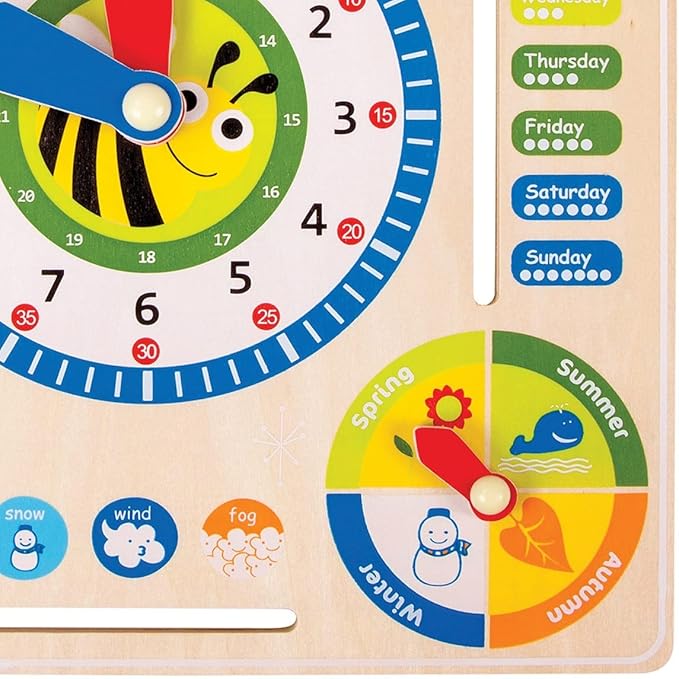 Small Foot Wooden Toys Educational Board Date, Time & Season Wooden Educational Toy Playset Designed for Children 3+, Multi (4768)