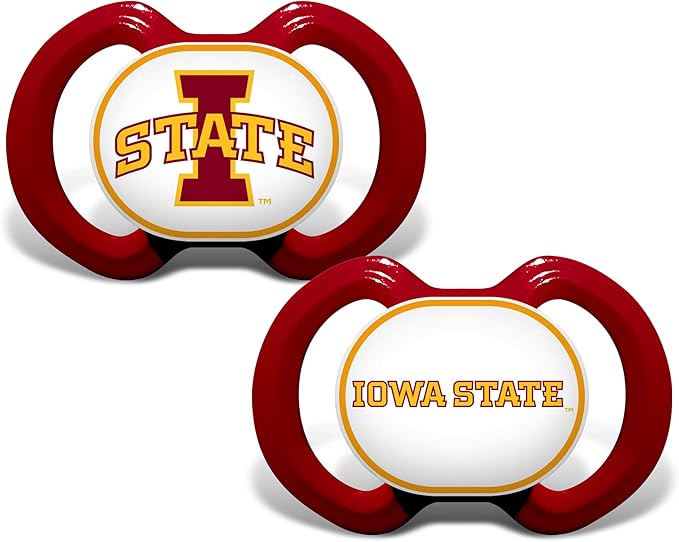 Baby Fanatic Baby Pacifier 2-Pack - Iowa State Cyclones Apparel - Officially Licensed NCAA Gear - Orthodontic Silicone Nipple - Iowa State Baby Apparel