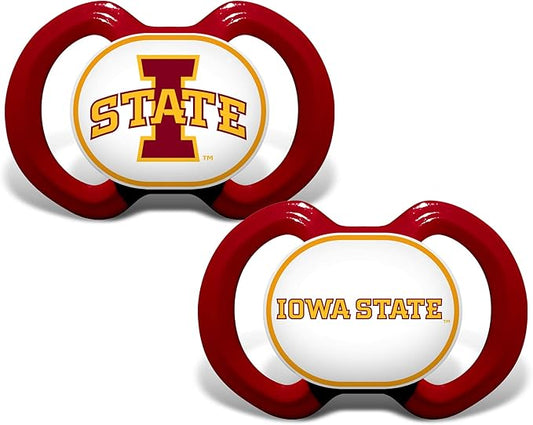 Baby Fanatic Baby Pacifier 2-Pack - Iowa State Cyclones Apparel - Officially Licensed NCAA Gear - Orthodontic Silicone Nipple - Iowa State Baby Apparel