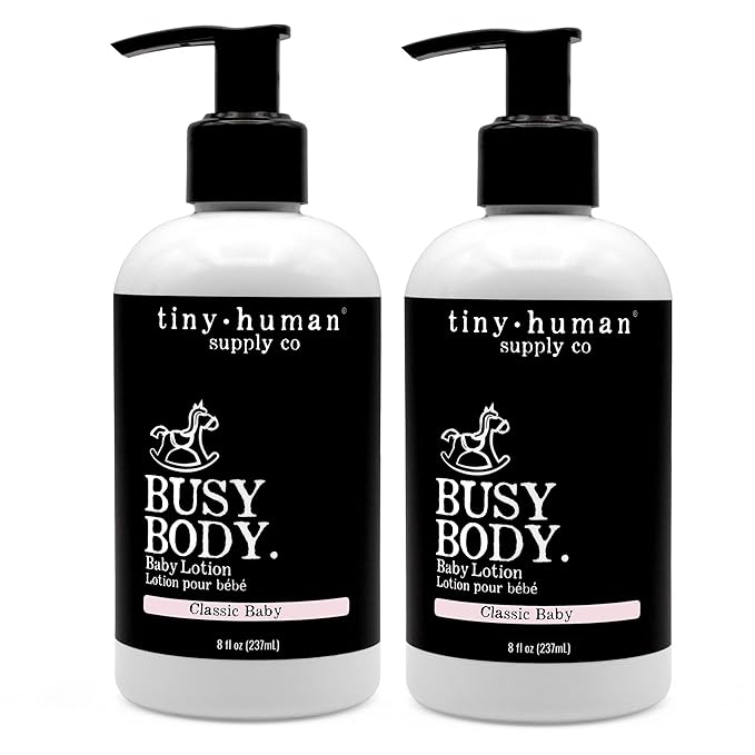 Tiny Human Supply Co Busy Body Baby Lotion 8oz, 2 Pack, Classic Baby, Natural Ingredients, No Added Dyes, Parabens or Phthalates