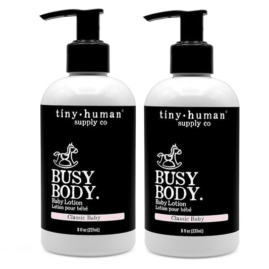 Tiny Human Supply Co Busy Body Baby Lotion 8oz, 2 Pack, Classic Baby, Natural Ingredients, No Added Dyes, Parabens or Phthalates