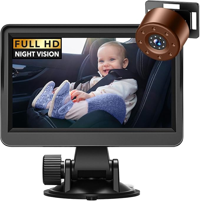 Baby Car Mirror, 4.3in HD Baby Car Camera Night Vision, Safety Car Seat Mirror Camera with 178° Wide View, Easily Observe The Baby’s Move