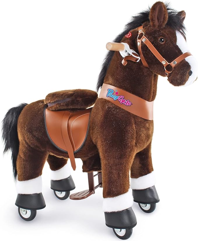 PonyCycle Horse Ride on Toy for Toddlers Boy Toys Classic Model U (with Brake/ 30" Height/Size 3 for Age 3-4) Giddy up Riding Horse Rocking Horse Rides Chocolate Brown Ux321