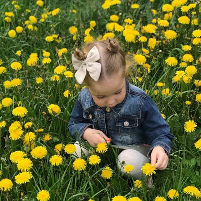 4 PCS Sailor Bow Hair Clips for Kids Girls Women Linen cotton Hair Bow Alligator Clips Baby Toddler Girl Mom Hair Accessories (Leopard/Beige)