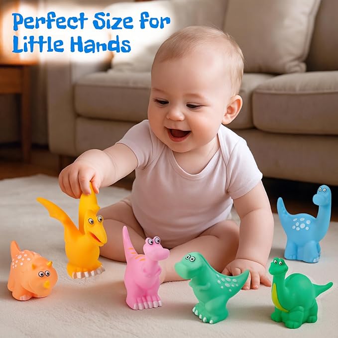 Bath Buddies Baby Bath Toys 6-12 Months, Infant Floating Dinosaur Bathtub Toys for Toddlers 1-3, Soft Bath Toys for Babies