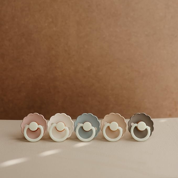 FRIGG Daisy Night SilkySoft Silicone Baby Pacifier | Made in Denmark | BPA-Free (Croissant/Cream, 6-18 Months)