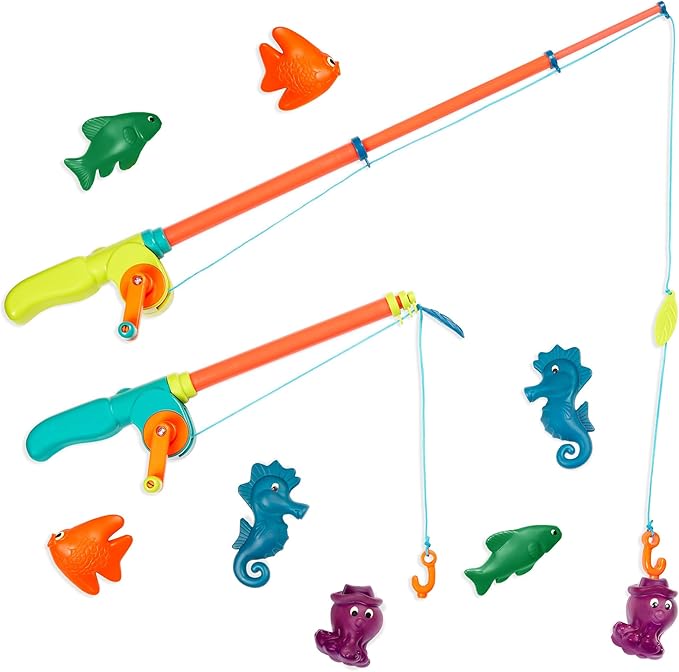 B. toys – Little Fisher's Kit Magnetic Fishing Playset – 2 Rods & 8 Color – Changing Sea Animals for Pool, Tub Play – Educational Toddler Toys for Hand – Eye Coordination – 3+ Years