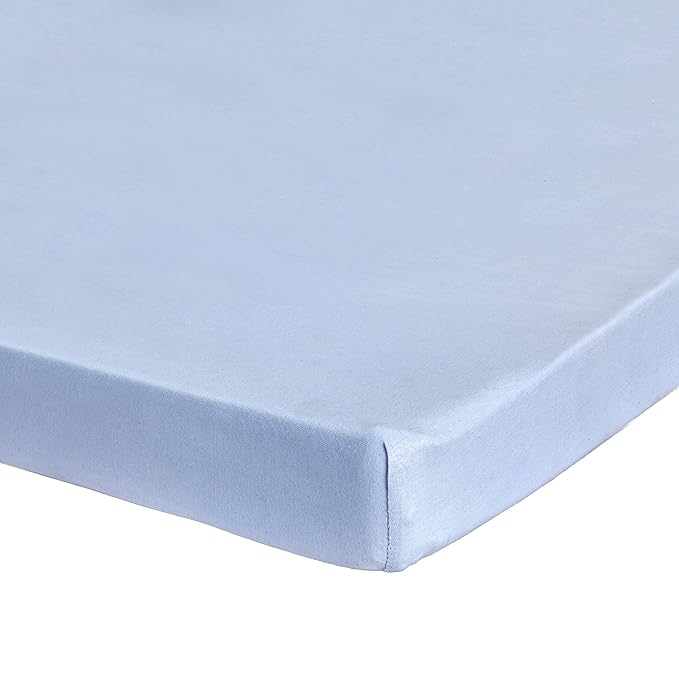 Pack n Play Fitted Sheet – Super Soft, 100% Natural Jersey Cotton – 27” x 39” – for Boys and Girls, Fits Pack n Play, Playard and Foldable Mattresses - Covered Elastic Hem – Solid Blue