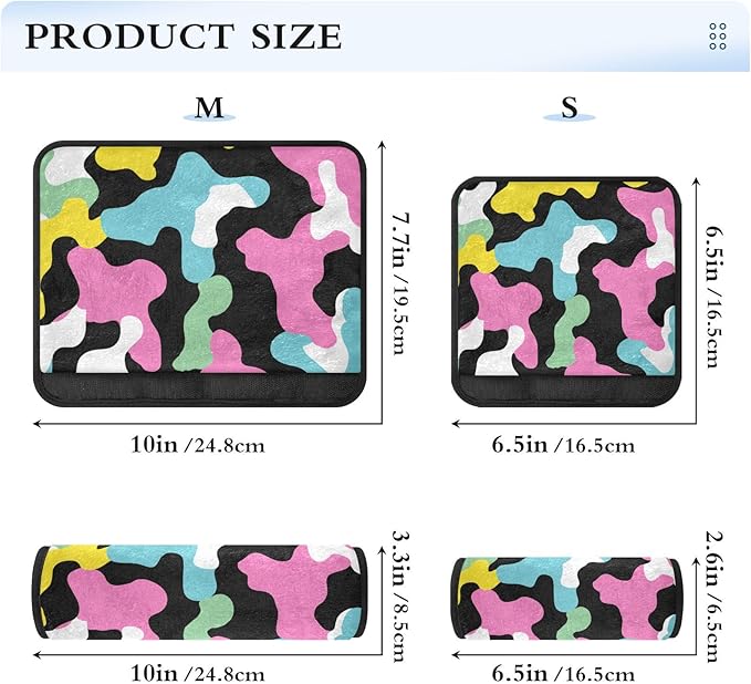 2 Pack Seatbelt Covers Seat Belt Cover Pad for Adults Boys Girls Car Seat Strap Covers Pads Cushion Universal Shoulder Strap Pad Protector for Backpack Camera Bag 10x7.7Inch Colorful Cow Print Black
