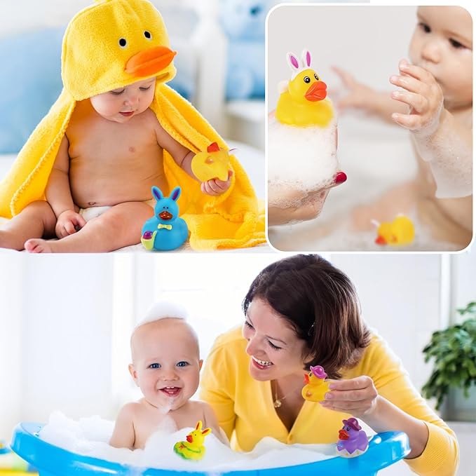 36 Pcs Easter Rubber Ducks, Assortment Rubber Ducks in Bulks for Baby Bath School Classroom Prizes Jeeps Ducking, Easter Basket Stuffers, Easter Party Favors