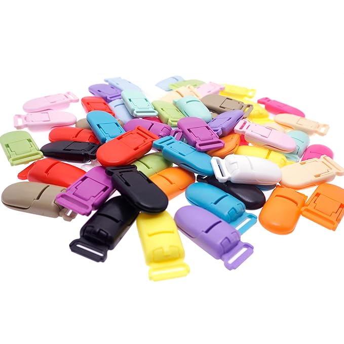 60 Pcs Pacifier Clip Holder Plastic Baby Binky Clips for DIY Dummy Teether -Keep Pacifiers and Mittens Secure with Paci Clip Mix 15 Colors