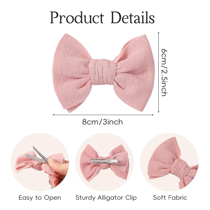 Choicbaby 6 PCS Baby Hair Clips 3” Fabric Girl Hair Bows Baby Barrettes Accessories with Alligator Clips for Toddlers Kids Infant
