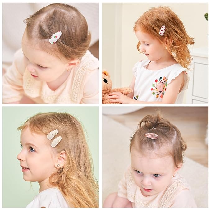 YHXX YLEN 20PCS Baby Hair Clips for Girls, 1.5" Toddler Hair Clips Tiny Floral Snap Barrettes for Fine Hair, Mini Hair Clips for Girls Kids Toddler Hair Accessories