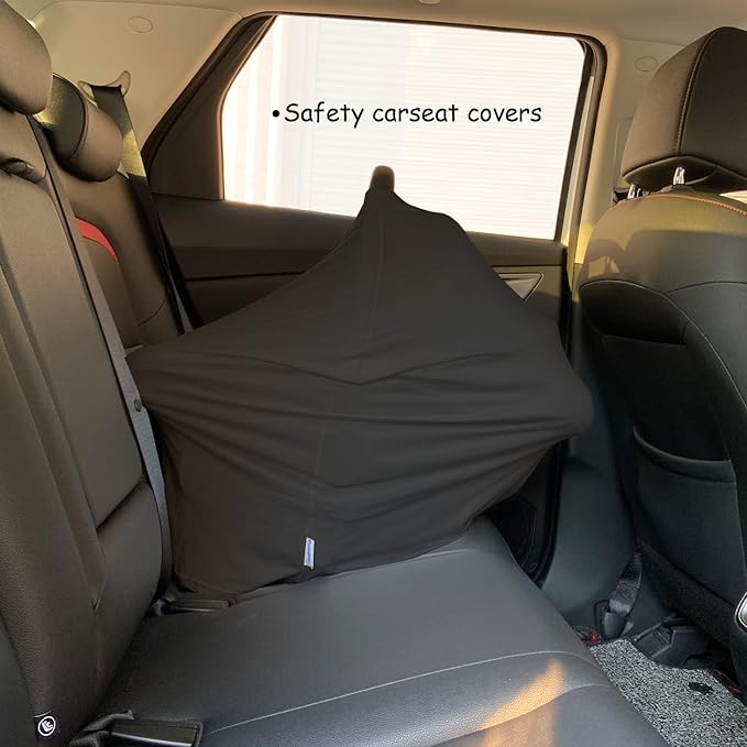 Carseat Covers for Baby Breastfeeding – Multi use Car Seat Canopy Cover, Infant Stroller Canopy Cover for Boy and Girls (Black Print)