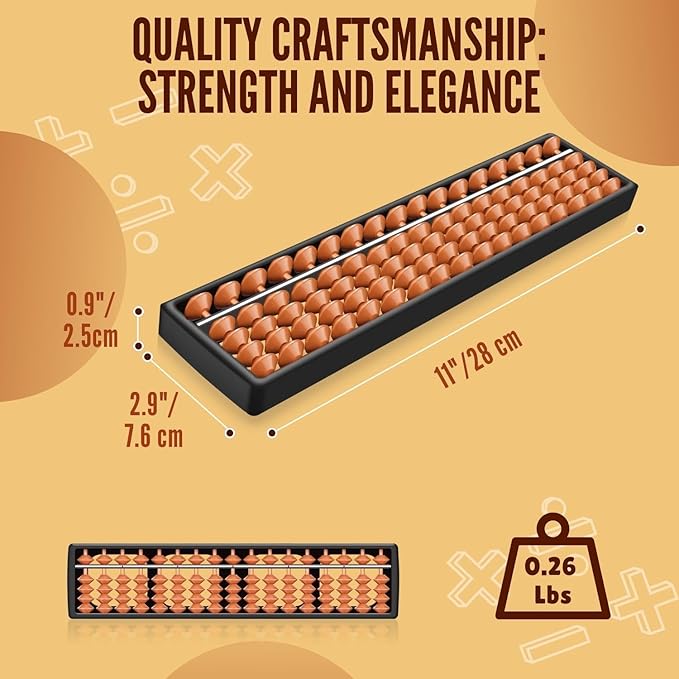 Flexzion SorobanAbacus for Adults & Kids - Plastic 11-inch Japanese Soroban with 5 Beads & 17 Rods for Math Learning & Training - Portable Abacus Math Calculating Tool for Beginners & Professionals