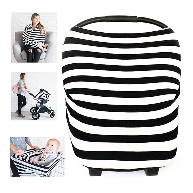 Multi-Use Nursing Breastfeeding Cover Baby Car Set Cover Canopy Shopping Cart Cover Swaddle Blanket for Infants Newborns Toddlers Shower Gift (The Classic)