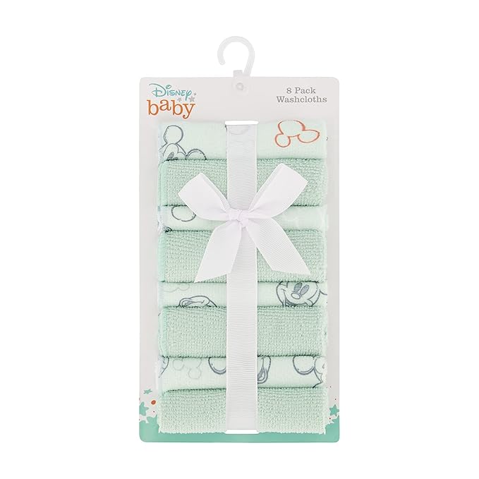 Disney Cudlie Baby Washcloths with Nursery Characters | 8 Pack of Kids Washcloths for Bath and Baby Stuff for Newborns