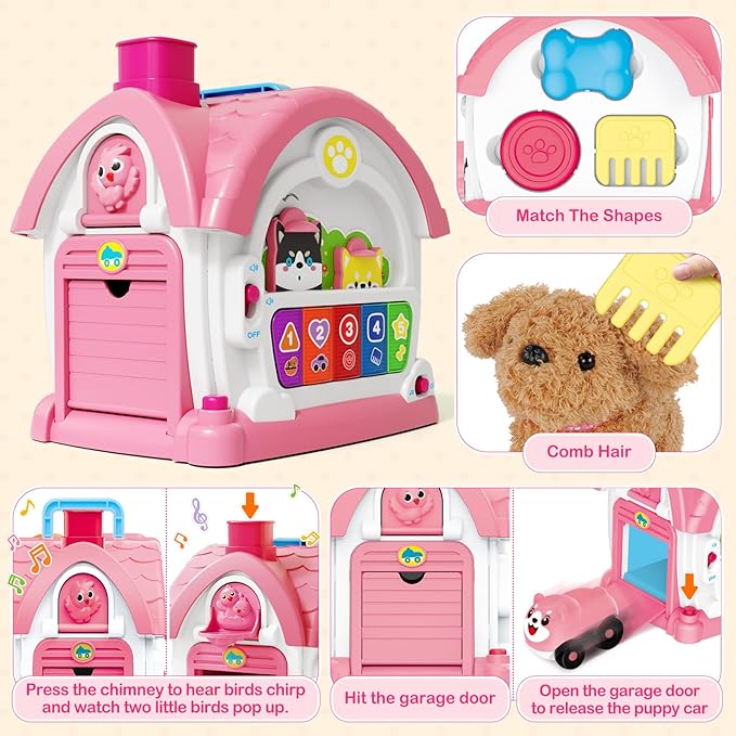 SpringFlower Baby Toddler Toys for 1 Year Old Girls, Montessori Musical Toddler Toys for 12-18 Months Kids, Musical Learning House for Infant Toddlers 1 2 3 Years Old Baby Girl Gifts