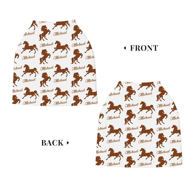 Personalized Baby Car Seat Cover for Boys Girls, Custom Horse Nursing Covers for Breastfeeding with Name, Infant Stroller Cover, Baby Carseat Canopy for Newborn, Multiuse Car Seat Canopies