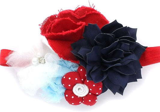 My Lello Shabby Fabric Flower Cluster Headbands Baby - Girls - Toddler Stretchy Elastic