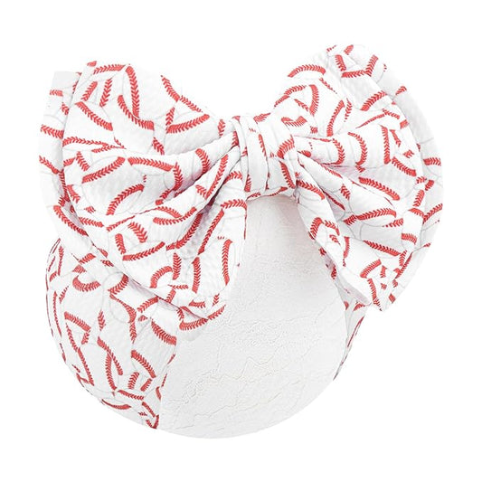 YanJie 7'' Baseball Hair Bow for Baby Girls Toddler Newborn Infant Headbands Softball Hair Accessories White Bows for Baseball Baby Outfits