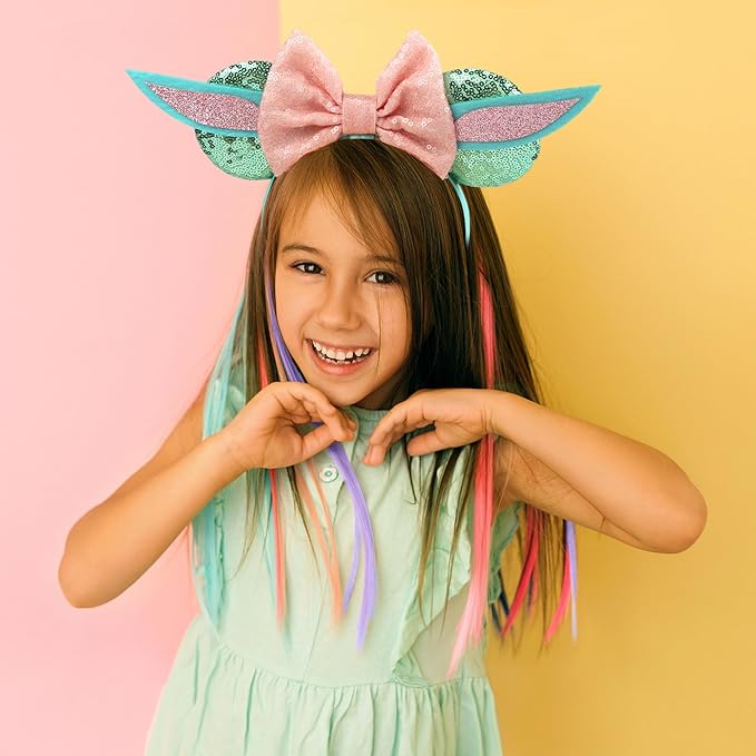 bianbaistar Newborn Bows for Girls Toddler Hair Bows Elastic Adjustable Headband Mouse Ears Yoda Scrunchies Essencial Accessories for Trip Headwear for Women (Yodapinkbow)