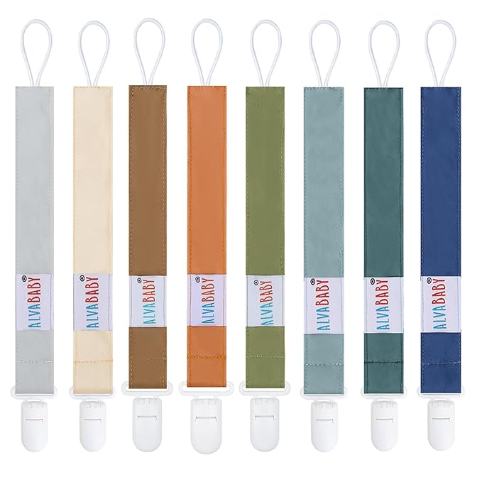 ALVABABY Baby Pacifier Clips Paci Universal Holder Leash Pacifier Clip Binky Holder for Teether Soothie 8 Pack 8DP11A