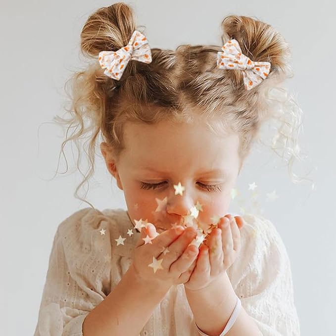 Niceye Baby Hair Clips - 24 Pcs Fully Lined Hair Bow Clips for Fine Hair Cotton Tiny Hair Barrettes for Infants, Toddlers, and Little Girls