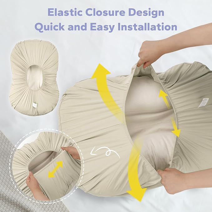 FUNUPUP Rayon Made from Bamboo Baby Lounger Cover Compatible with Snuggle Me Lounger, Infant Lounger Pillow Cover for Newborn, Removable Elastic Newborn Lounger Cover,Cover Only,Khaki
