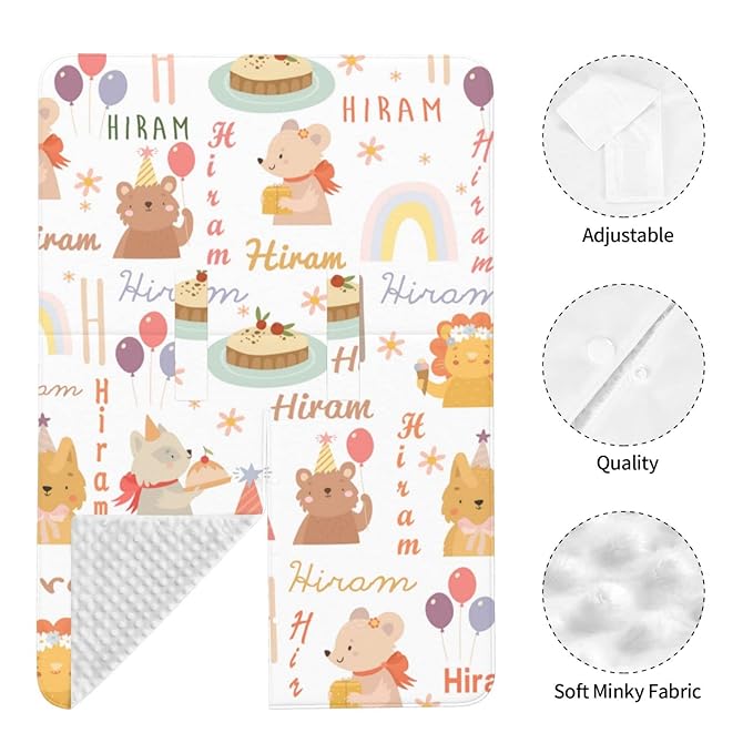 Personalized Baby Car Seat Cover with Name, Customized Cute Animal Peekaboo Opening Car Seat Canopy for Baby Girls Boys, Nursing Covers Breastfeeding Scarf, Stroller Canopies for Newborn Infant