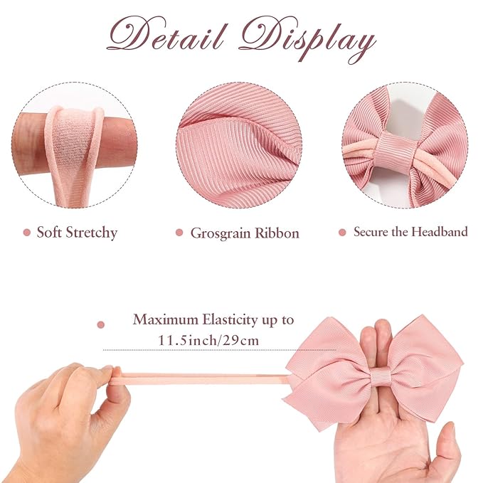 CÉLLOT 30 Colors Baby Bow Headbands 5" Hair Bows Super Soft Nylon Headbands for Baby Girls Infants preemie and Newborn Kids Hair Accessories