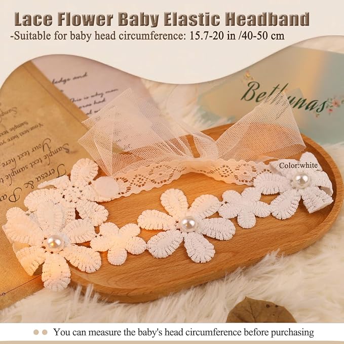 Bethynas Baby Girls Cute Bow-knot Headband Soft Lace Floral Hairbands Newborn Infant Toddlers Kids Hair Accessories (Style 9)
