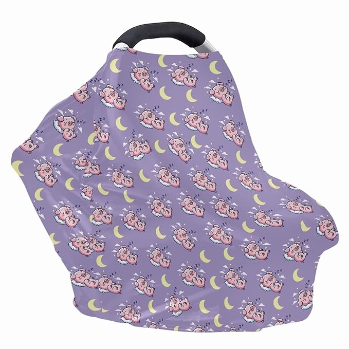 AFPANQZ Cartoon Pig Baby Car Seat Covers Winter Cozy for Girls Boys Multifunctional Infant Car Seat Canopy Nursing Cover High Chair Cover Full Coverage Breathable Stretchy Travel Outdoors
