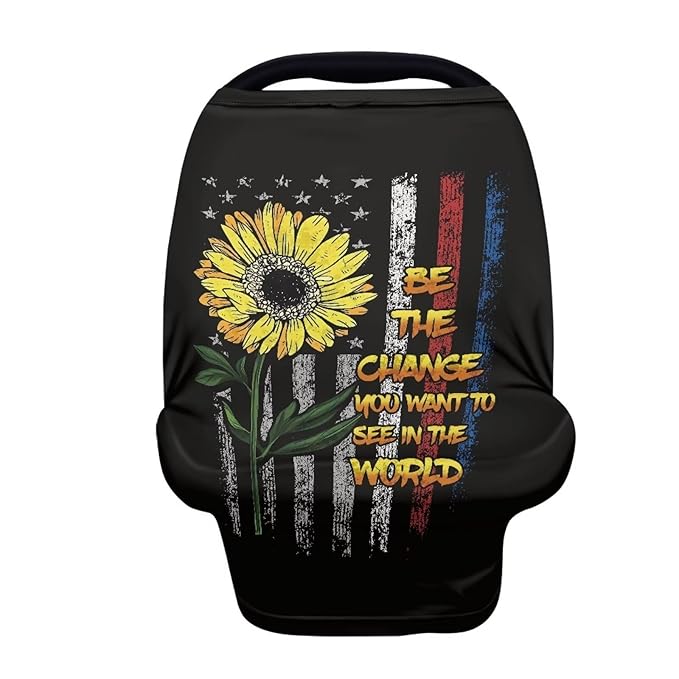 Sunflower USA Flag Car Seat Covers Dust Cover Nursing Breastfeeding Covers for Babies Stretchy Multi-Use Multifunctional Breastfeeding Shawl Privacy Protection