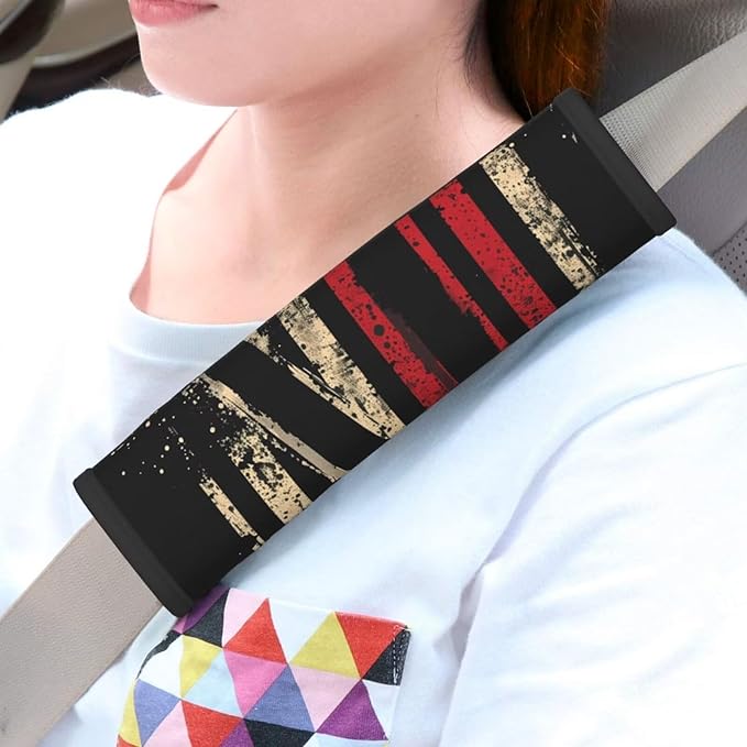 Car Seat Belt Pads Patriot Star Stripe 2 Pack Seatbelt Shoulder Strap Covers More Comfort Driving & Protect Your Neck, American Flag Safety Strap Cover for Auto SUV Truck Airplane Backpack