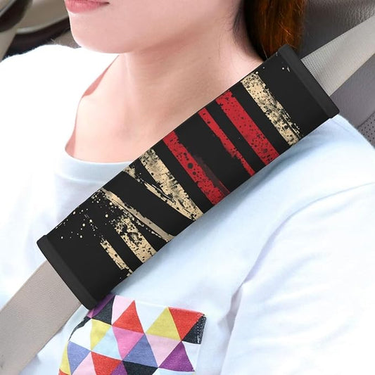 Car Seat Belt Pads Patriot Star Stripe 2 Pack Seatbelt Shoulder Strap Covers More Comfort Driving & Protect Your Neck, American Flag Safety Strap Cover for Auto SUV Truck Airplane Backpack