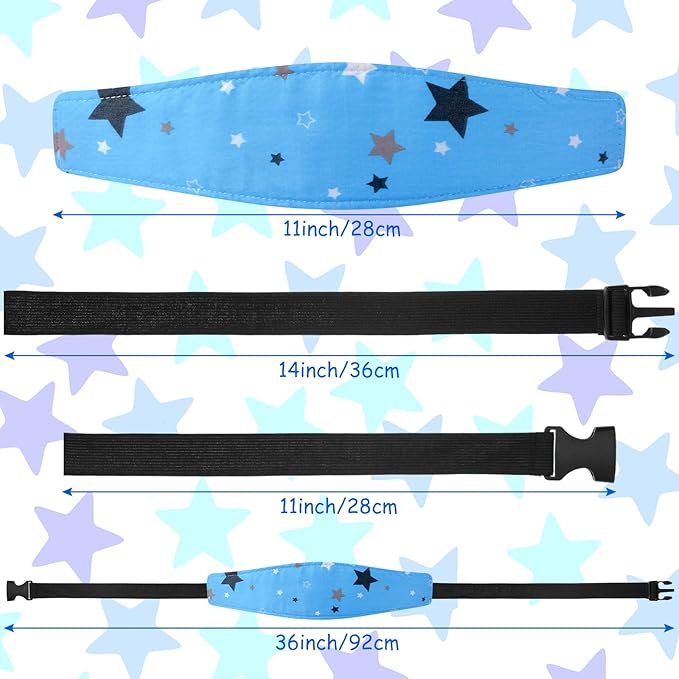 HESTYA 2 Pcs Carseat Head Support Toddler, Stroller Seat Headrest for Sleeping Traveling, Neck Relief Headband Strap for Kids Children Toddler Infant(Star)