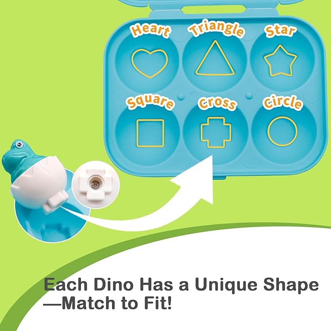 WEEJOYGAM Dinosaur Easter Eggs Toys for Toddlers 1-3, Dino Matching Eggs Easter Basket Stuffers, Montessori Toys for 1 2 3 Year Old Toddler Baby Boy Girl Birthday Easter Gifts Fine Motor Skill Puzzles